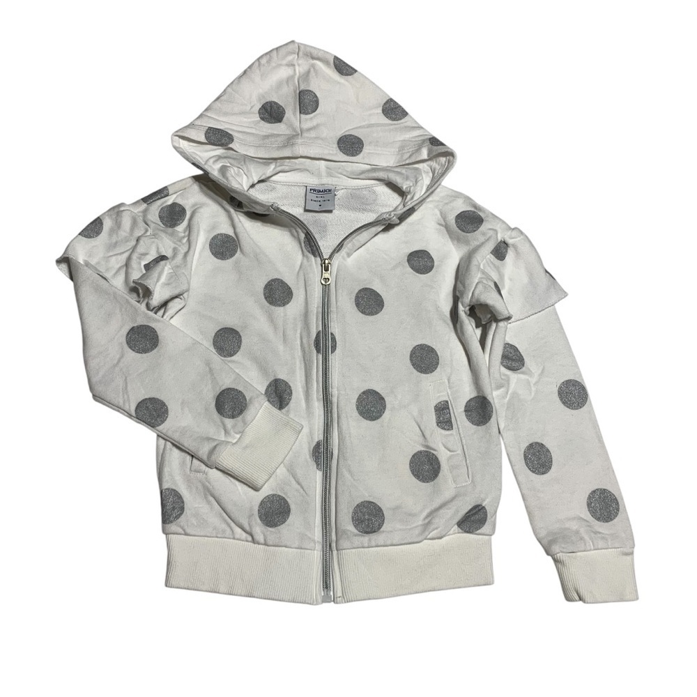 Primigi White and Silver Gray Polka‎ Dot Hoodie